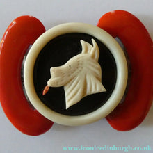 Load image into Gallery viewer, Rare French Art Deco 1930s BAKELITE / PHENOLIC Belt Buckle. Dog Decoration
