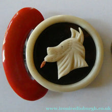 Load image into Gallery viewer, Rare French Art Deco 1930s BAKELITE / PHENOLIC Belt Buckle. Dog Decoration
