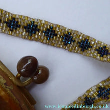 Load image into Gallery viewer, ART DECO Glass Beaded Bag with Celluloid Curved Clasp and Coffee Bean Details. Fabulous Vintage 1930s Evening Bag
