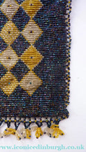 Load image into Gallery viewer, ART DECO Glass Beaded Bag with Celluloid Curved Clasp and Coffee Bean Details. Fabulous Vintage 1930s Evening Bag
