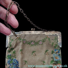 Load image into Gallery viewer, ART DECO Glass Lampwork Beaded Bag with Fine Engraved Metal Clasp &amp; Chain.  LARGE Fabulous Vintage Evening Bag. Made of the Tiniest of Beads
