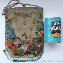Load image into Gallery viewer, ART DECO Glass Lampwork Beaded Bag with Fine Engraved Metal Clasp &amp; Chain.  LARGE Fabulous Vintage Evening Bag. Made of the Tiniest of Beads
