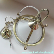 Load image into Gallery viewer, Original 1930s Art Deco White Satin Glass and Brass Pendant Shade
