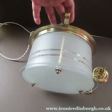 Load image into Gallery viewer, Original 1930s Art Deco White Satin Glass and Brass Pendant Shade
