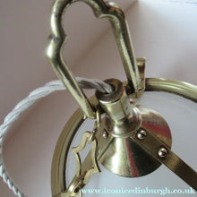 Load image into Gallery viewer, Original 1930s Art Deco White Satin Glass and Brass Pendant Shade
