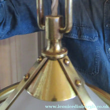 Load image into Gallery viewer, Original 1930s Art Deco White Satin Glass and Brass Pendant Shade

