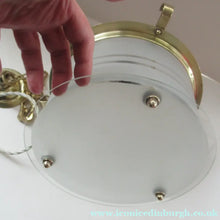 Load image into Gallery viewer, Original 1930s Art Deco White Satin Glass and Brass Pendant Shade
