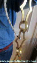 Load image into Gallery viewer, Original 1930s Art Deco White Satin Glass and Brass Pendant Shade
