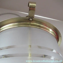 Load image into Gallery viewer, Original 1930s Art Deco White Satin Glass and Brass Pendant Shade
