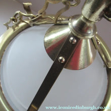 Load image into Gallery viewer, Original 1930s Art Deco White Satin Glass and Brass Pendant Shade
