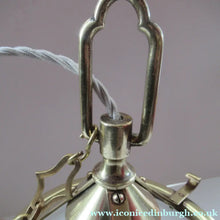 Load image into Gallery viewer, Original 1930s Art Deco White Satin Glass and Brass Pendant Shade
