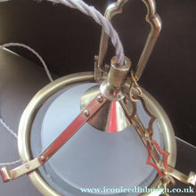 Load image into Gallery viewer, Original 1930s Art Deco White Satin Glass and Brass Pendant Shade
