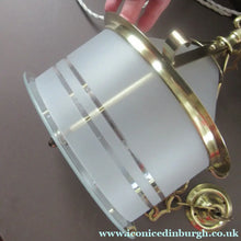 Load image into Gallery viewer, Original 1930s Art Deco White Satin Glass and Brass Pendant Shade
