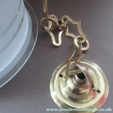 Load image into Gallery viewer, Original 1930s Art Deco White Satin Glass and Brass Pendant Shade
