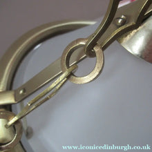 Load image into Gallery viewer, Original 1930s Art Deco White Satin Glass and Brass Pendant Shade
