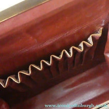 Load image into Gallery viewer, Vintage 1930s ART DECO Hornback Crocodile with Brass Enamel Metal Frame and Fancy Brass Clasp
