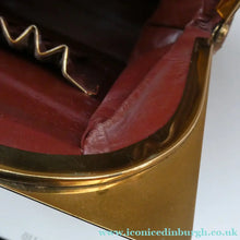 Load image into Gallery viewer, Vintage 1930s ART DECO Hornback Crocodile with Brass Enamel Metal Frame and Fancy Brass Clasp
