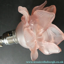 Load image into Gallery viewer, 1930s ART DECO Metal Table Lamp. Silver-Tone Kneeling Nude. Pink Glass Shade
