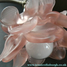 Load image into Gallery viewer, 1930s ART DECO Metal Table Lamp. Silver-Tone Kneeling Nude. Pink Glass Shade
