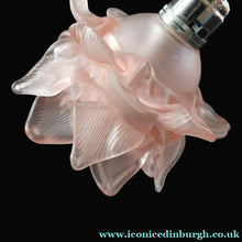 Load image into Gallery viewer, 1930s ART DECO Metal Table Lamp. Silver-Tone Kneeling Nude. Pink Glass Shade
