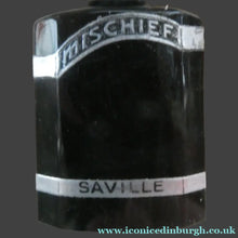 Load image into Gallery viewer,   1930s ART DECO Miniature Saville's MISCHIEF Perfume Bottle in Soap Cake &amp; Clear Plastic Box
