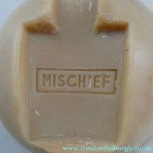 Load image into Gallery viewer, 1930s ART DECO Miniature Saville's MISCHIEF Perfume Bottle in Soap Cake &amp; Clear Plastic Box
