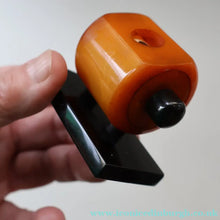 Load image into Gallery viewer, Extremely Rare 1930s Art Deco NO TRUMPS Amber / Butterscotch BAKELITE Marker with Rotating Wheel
