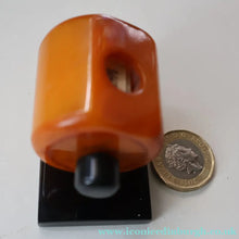 Load image into Gallery viewer, Extremely Rare 1930s Art Deco NO TRUMPS Amber / Butterscotch BAKELITE Marker with Rotating Wheel
