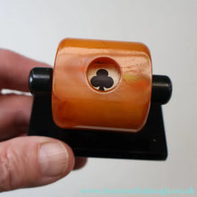 Load image into Gallery viewer, Extremely Rare 1930s Art Deco NO TRUMPS Amber / Butterscotch BAKELITE Marker with Rotating Wheel
