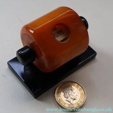 Load image into Gallery viewer, Extremely Rare 1930s Art Deco NO TRUMPS Amber / Butterscotch BAKELITE Marker with Rotating Wheel
