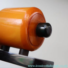 Load image into Gallery viewer, Extremely Rare 1930s Art Deco NO TRUMPS Amber / Butterscotch BAKELITE Marker with Rotating Wheel
