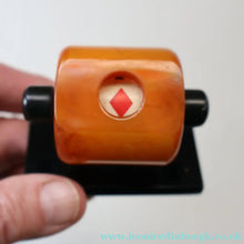 Load image into Gallery viewer, Extremely Rare 1930s Art Deco NO TRUMPS Amber / Butterscotch BAKELITE Marker with Rotating Wheel
