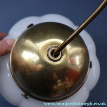 Load image into Gallery viewer, Vintage Opaque White Milk Glass ART DECO Hanging Lampshade with Brass Fittings
