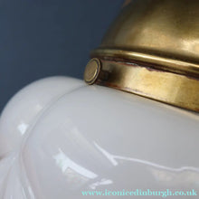 Load image into Gallery viewer, Vintage Opaque White Milk Glass ART DECO Hanging Lampshade with Brass Fittings
