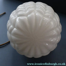 Load image into Gallery viewer, Vintage Opaque White Milk Glass ART DECO Hanging Lampshade with Brass Fittings
