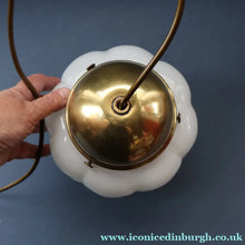 Load image into Gallery viewer, Vintage Opaque White Milk Glass ART DECO Hanging Lampshade with Brass Fittings
