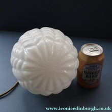 Load image into Gallery viewer, Vintage Opaque White Milk Glass ART DECO Hanging Lampshade with Brass Fittings
