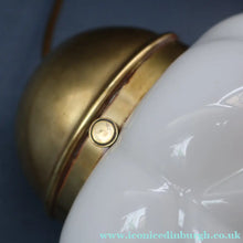 Load image into Gallery viewer, Vintage Opaque White Milk Glass ART DECO Hanging Lampshade with Brass Fittings
