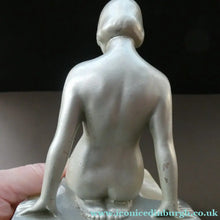 Load image into Gallery viewer, Frankart Cast Metal 1920s Art Deco Nude Ladies Bookends. Alabaster Base
