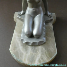 Load image into Gallery viewer, Frankart Cast Metal 1920s Art Deco Nude Ladies Bookends. Alabaster Base
