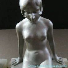 Load image into Gallery viewer, Frankart Cast Metal 1920s Art Deco Nude Ladies Bookends. Alabaster Base
