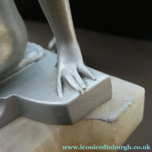 Load image into Gallery viewer, Frankart Cast Metal 1920s Art Deco Nude Ladies Bookends. Alabaster Base
