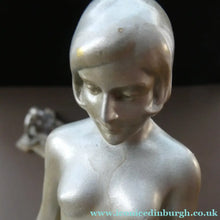 Load image into Gallery viewer, Frankart Cast Metal 1920s Art Deco Nude Ladies Bookends. Alabaster Base

