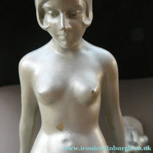 Load image into Gallery viewer, Frankart Cast Metal 1920s Art Deco Nude Ladies Bookends. Alabaster Base
