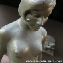 Load image into Gallery viewer, Frankart Cast Metal 1920s Art Deco Nude Ladies Bookends. Alabaster Base
