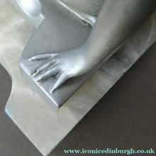 Load image into Gallery viewer, Frankart Cast Metal 1920s Art Deco Nude Ladies Bookends. Alabaster Base
