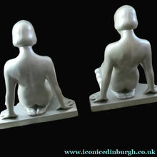 Load image into Gallery viewer, Frankart Cast Metal 1920s Art Deco Nude Ladies Bookends. Alabaster Base
