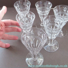 Load image into Gallery viewer, 1930s / 1940s Set of Six Webb Corbett Tall Crystal Engraved Wine Glasses
