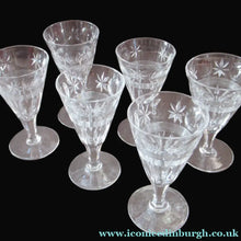 Load image into Gallery viewer, 1930s / 1940s Set of Six Webb Corbett Tall Crystal Engraved Wine Glasses

