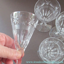 Load image into Gallery viewer, 1930s / 1940s Set of Six Webb Corbett Tall Crystal Engraved Wine Glasses

